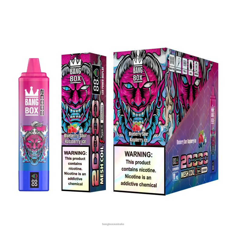 Bang Vapes Australia ZT42455 Blueberry Sour Raspberry Ice | Bang Box 20000 Puffs Smart Screen